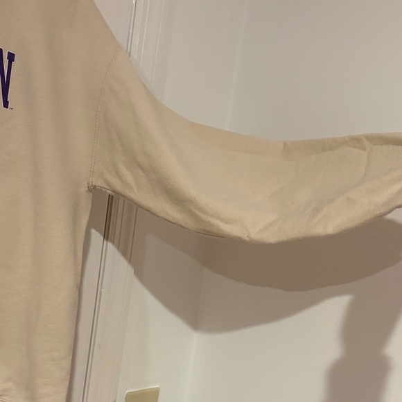 Gildan Cream Hoodie with Purple Print - Picture 5 of 7